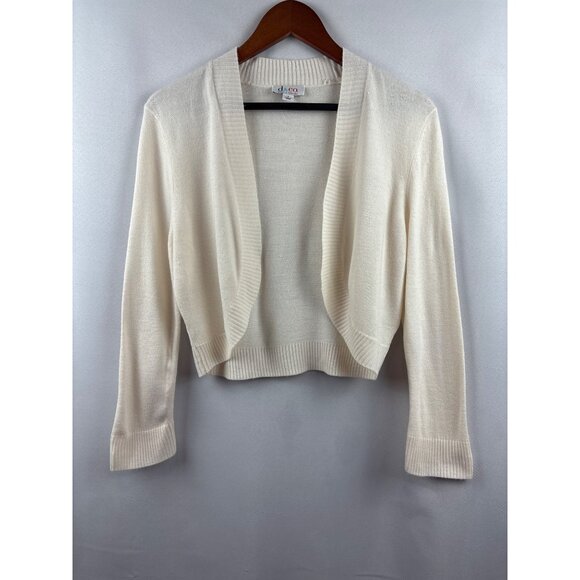 Denim & Company Womens Small Ivory Open Front Cardigan Sweater - Picture 1 of 5